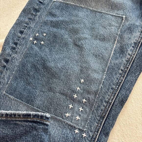 AMERICAN EAGLE Blue Distressed Strigid 90s Straight Leg‎ Jeans Sz 4 - Picture 5 of 12